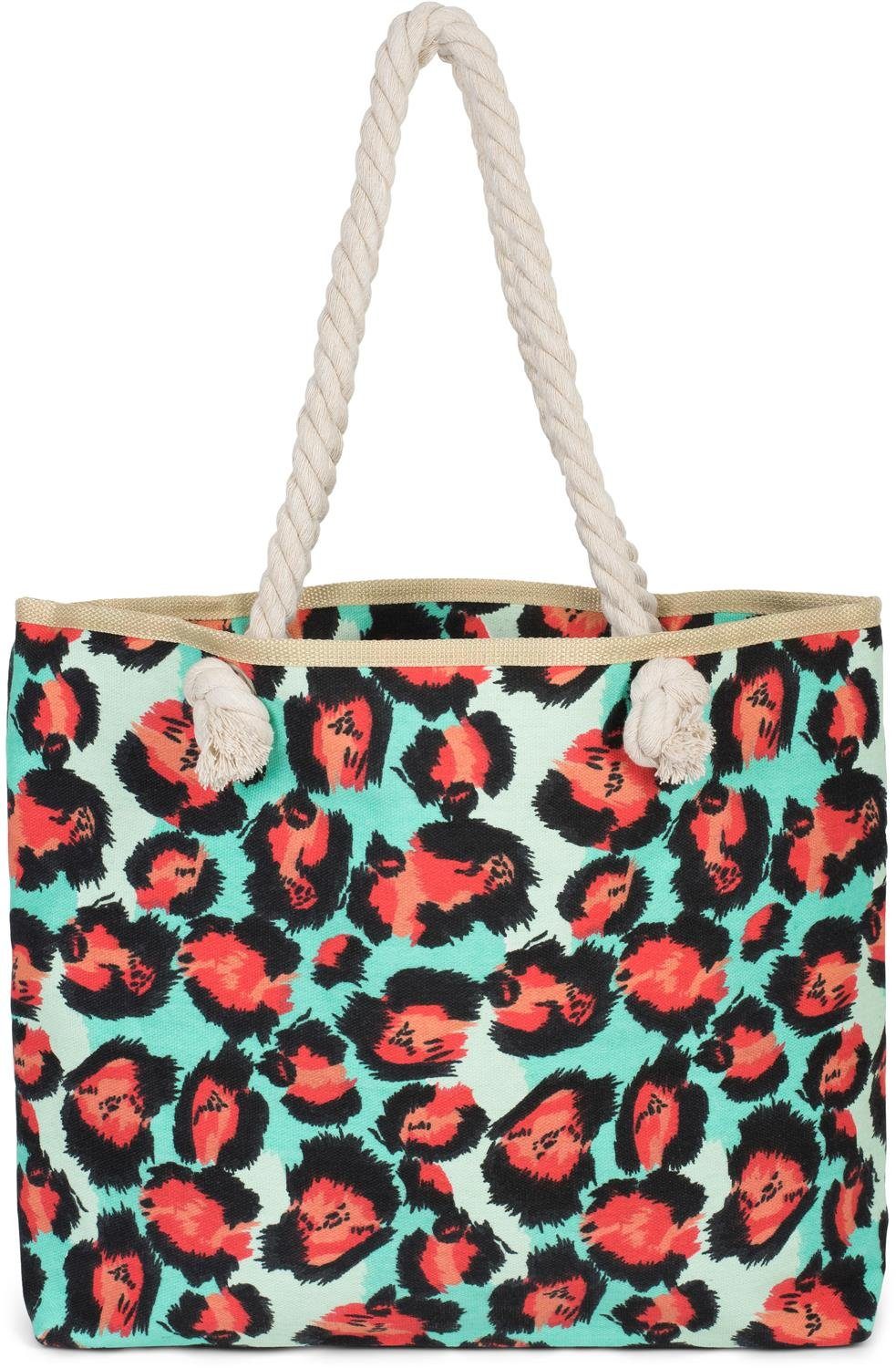 styleBREAKER Strandtasche Strandtasche mit buntem Leoparden Muster (1-tlg)