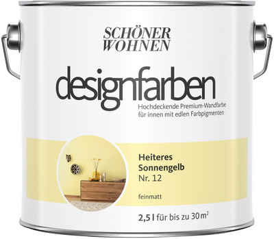 SCHÖNER WOHNEN-Kollektion Wand- und Deckenfarbe Designfarben, 2,5 Liter, Heiteres Sonnengelb Nr. 12, hochdeckende Premium-Wandfarbe