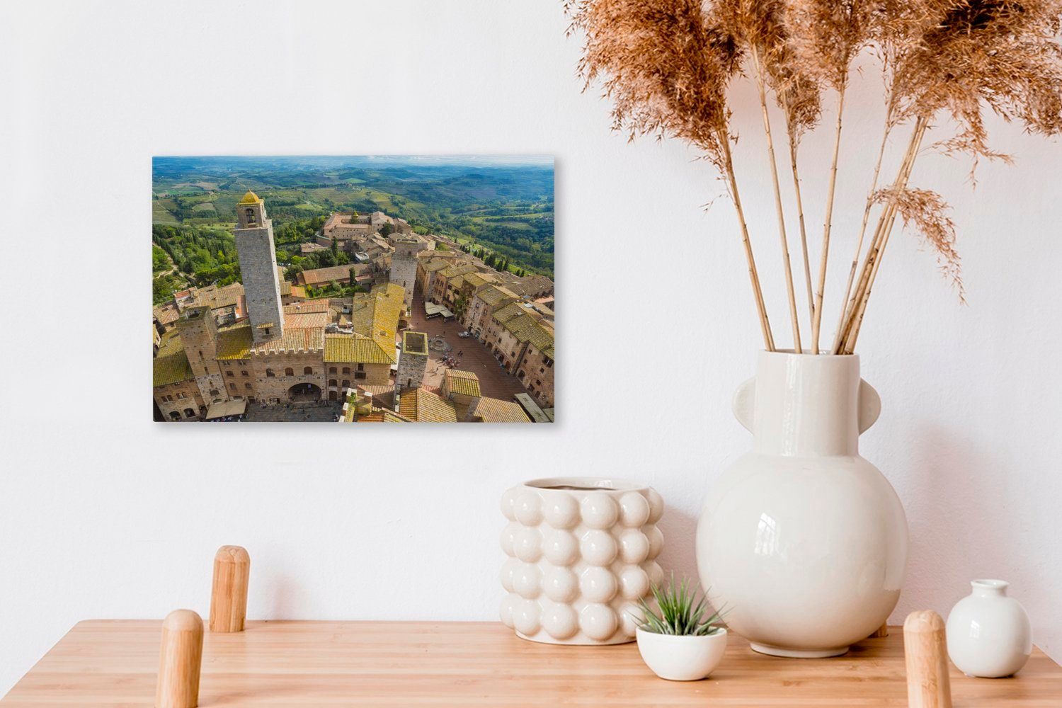 Aufhängefertig, Toskana, Wandbild cm Italien, oben Leinwandbilder, 30x20 von Gimignano Wanddeko, San St), (1 der Leinwandbild OneMillionCanvasses® in