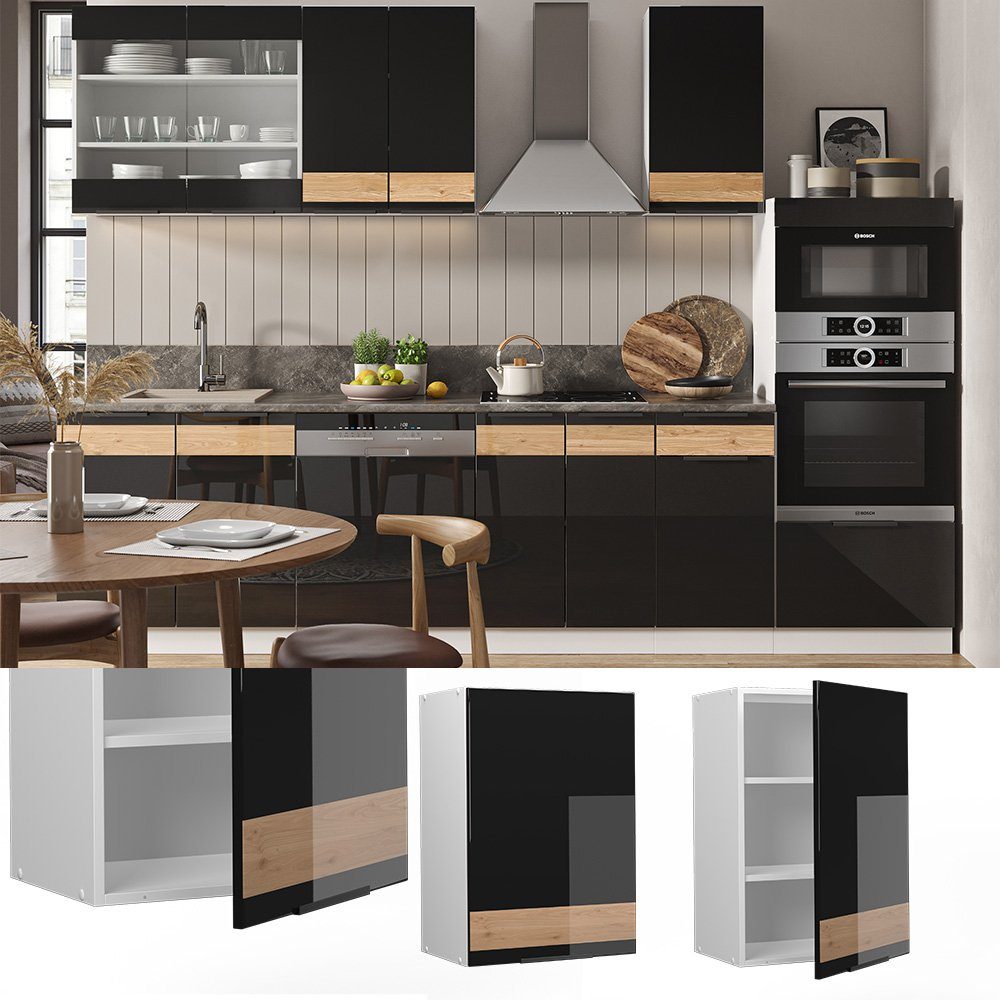 Vicco Hängeschrank Fame-Line, Schwarz Eiche hochglanz/Weiß, günstig online kaufen