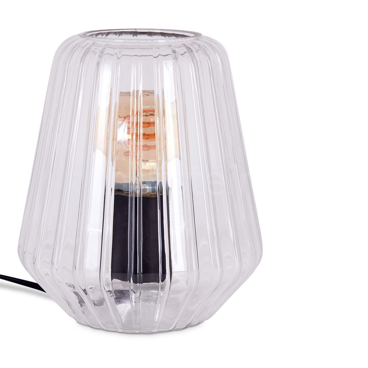 hofstein Tischleuchte Tischlampe aus Metall/Glas in Schwarz/Klar, ohne Leuc günstig online kaufen