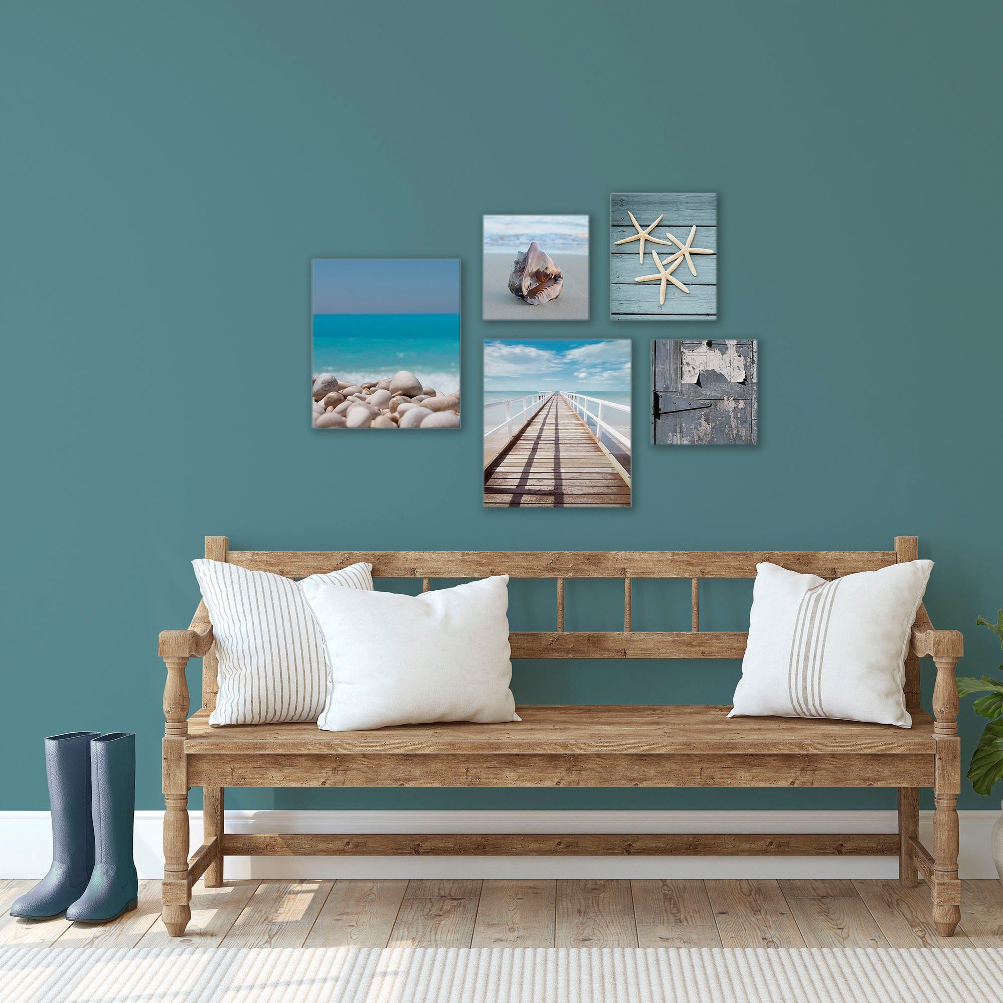 Art for the home Leinwandbild Set Strand, Art, Landschaft (Set, 5 St), SET 5-teilig Strand 80 x 60 cm