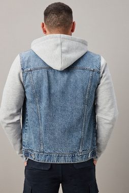 Next Jeansjacke Denim-Jacke mit Jersey-Ärmeln und Kapuze (1-St)