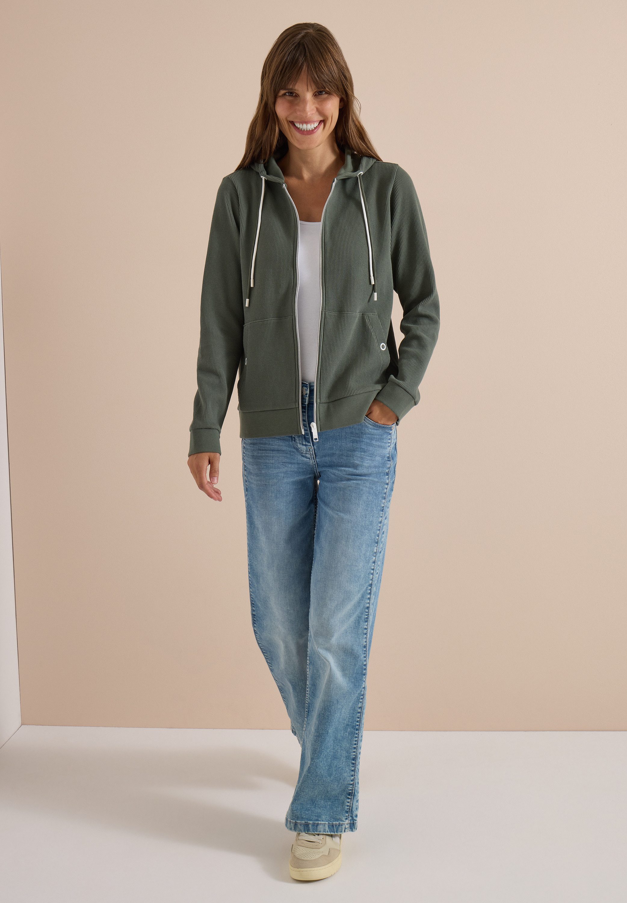 CECIL Cardigan mit Kapuze mit Tunnelzugband