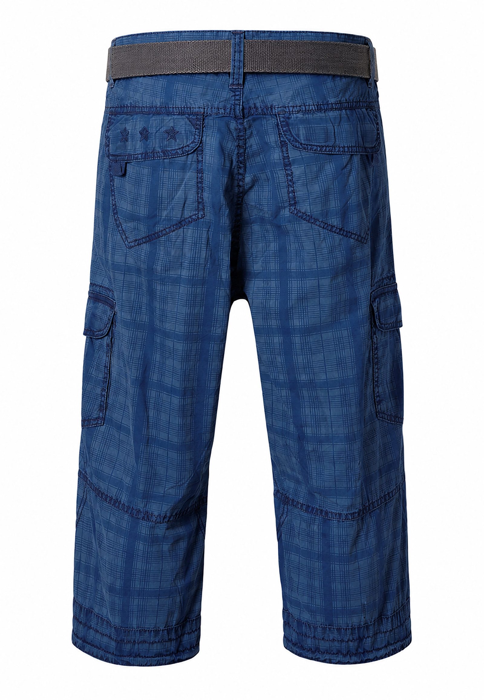 TIMEZONE Cargoshorts Kariert Wadenlang Cargotaschen Zip Fly Reißverschlusstasche für Herren (1-tlg) Baumwolle Normal Fit Kariert atmungsaktiv Reißverschluss