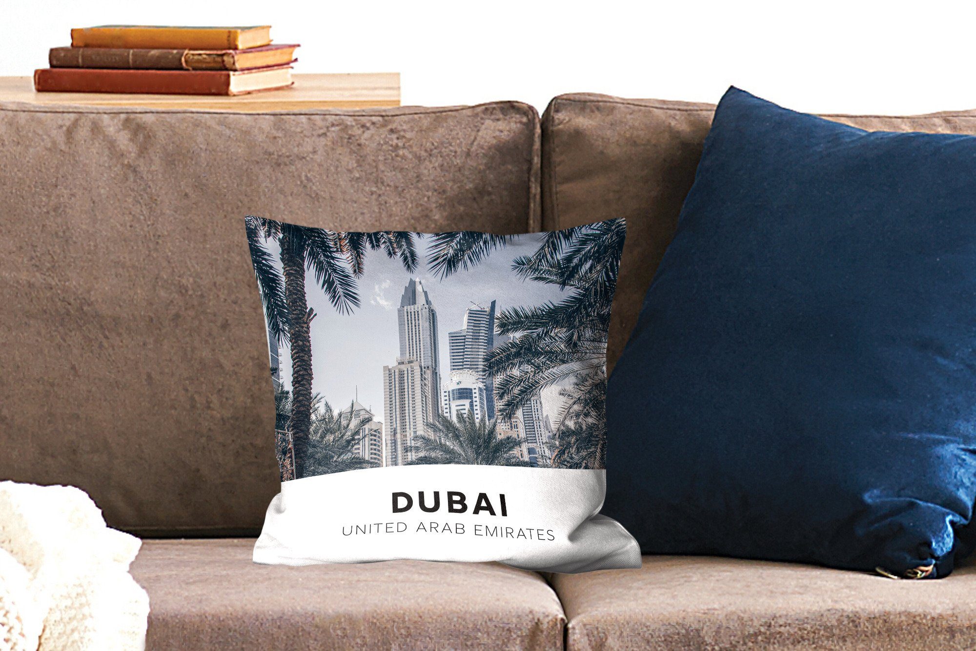 für MuchoWow - Dekokissen Füllung Sofakissen Wolkenkratzer, Schlafzimmer, Dubai Palme mit Zierkissen Wohzimmer, Deko, -