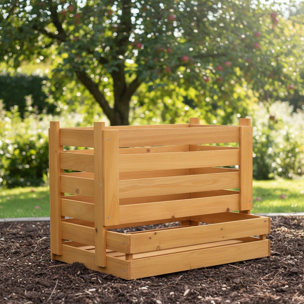 Melko Holzkiste Vorratskiste Kartoffelkiste Universalkiste Obst Aufbewahrungskiste (großzügiges Fassungsvermögen, Kein Kondenswasser, kein Hitzestau – ideal für frische Vorratshaltung), Multifunktionale Nutzung