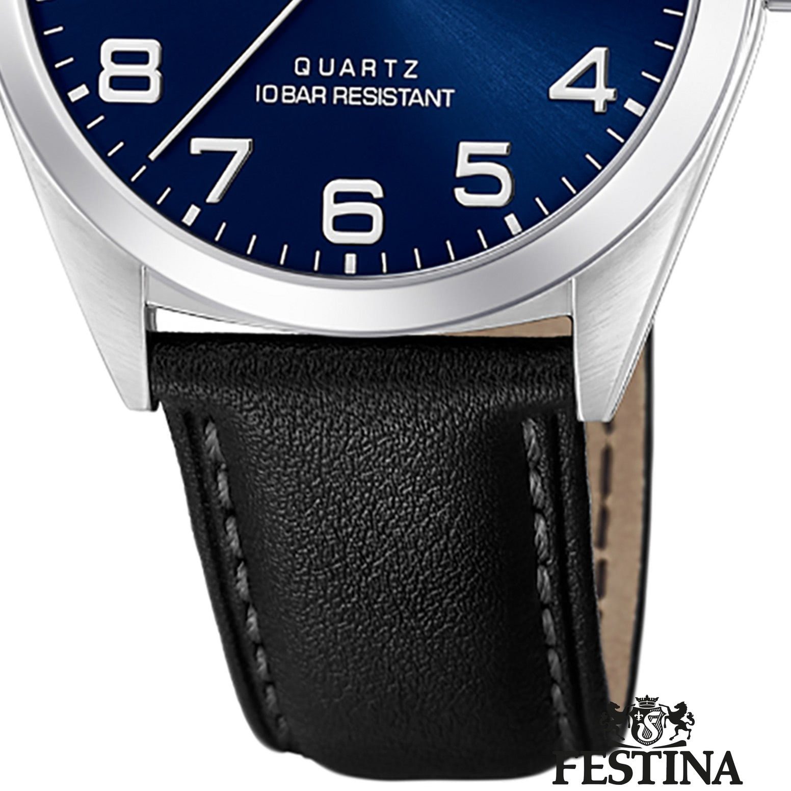 Festina Quarzuhr Festina Herren Uhr F20446/2 Quarz Leder, (Analoguhr), Herren Armbanduhr rund, Lederarmband schwarz