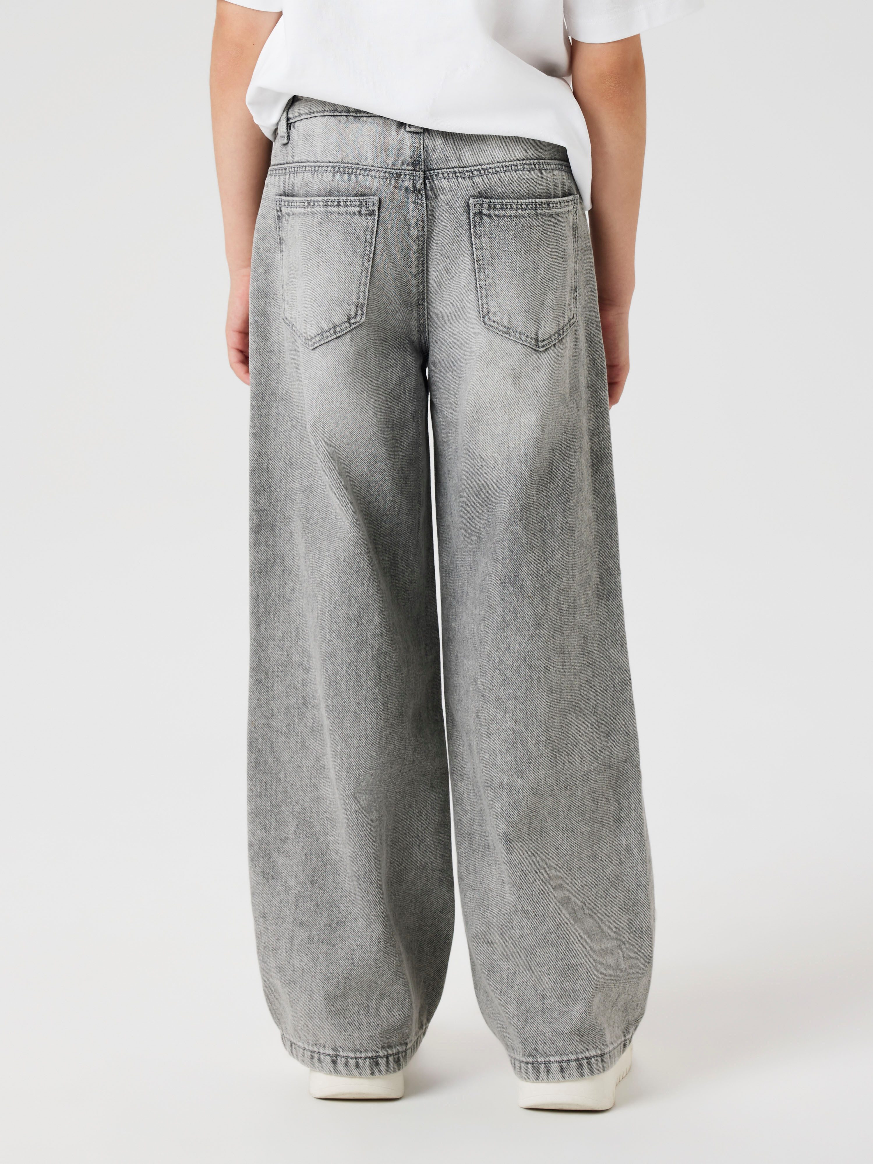 Name It Weite Jeans NKFROSE für Mädchen mit weitem Bein und klassischem Sitz normal, Denim, Abriebeffekte, Reißverschluss