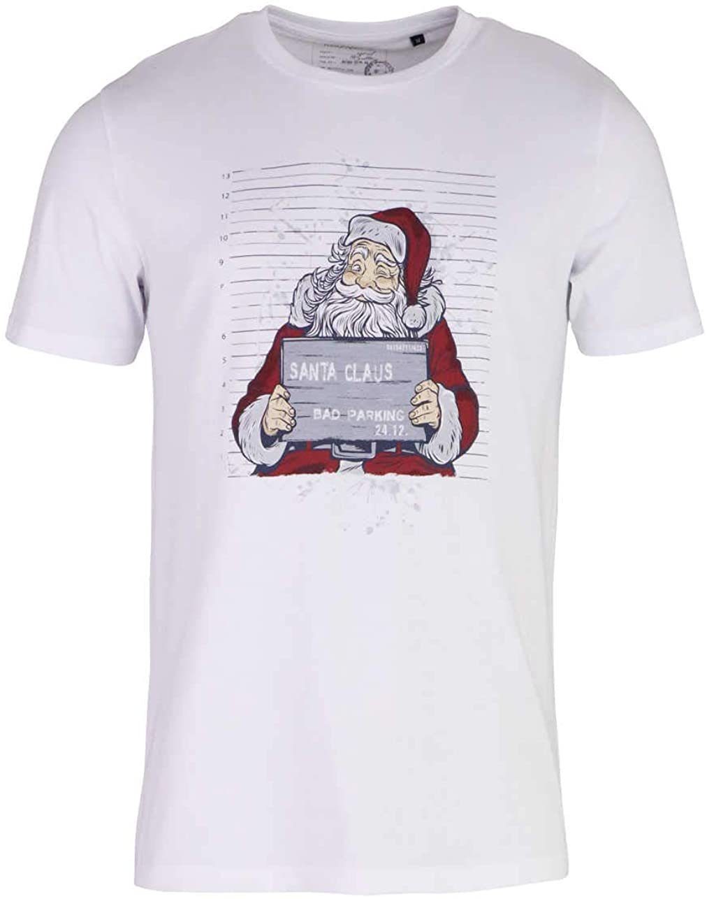 MARVELIS T-Shirt T-Shirt - Casual Fit - Print - Weiß gedrucktes Weihnachtsmotiv