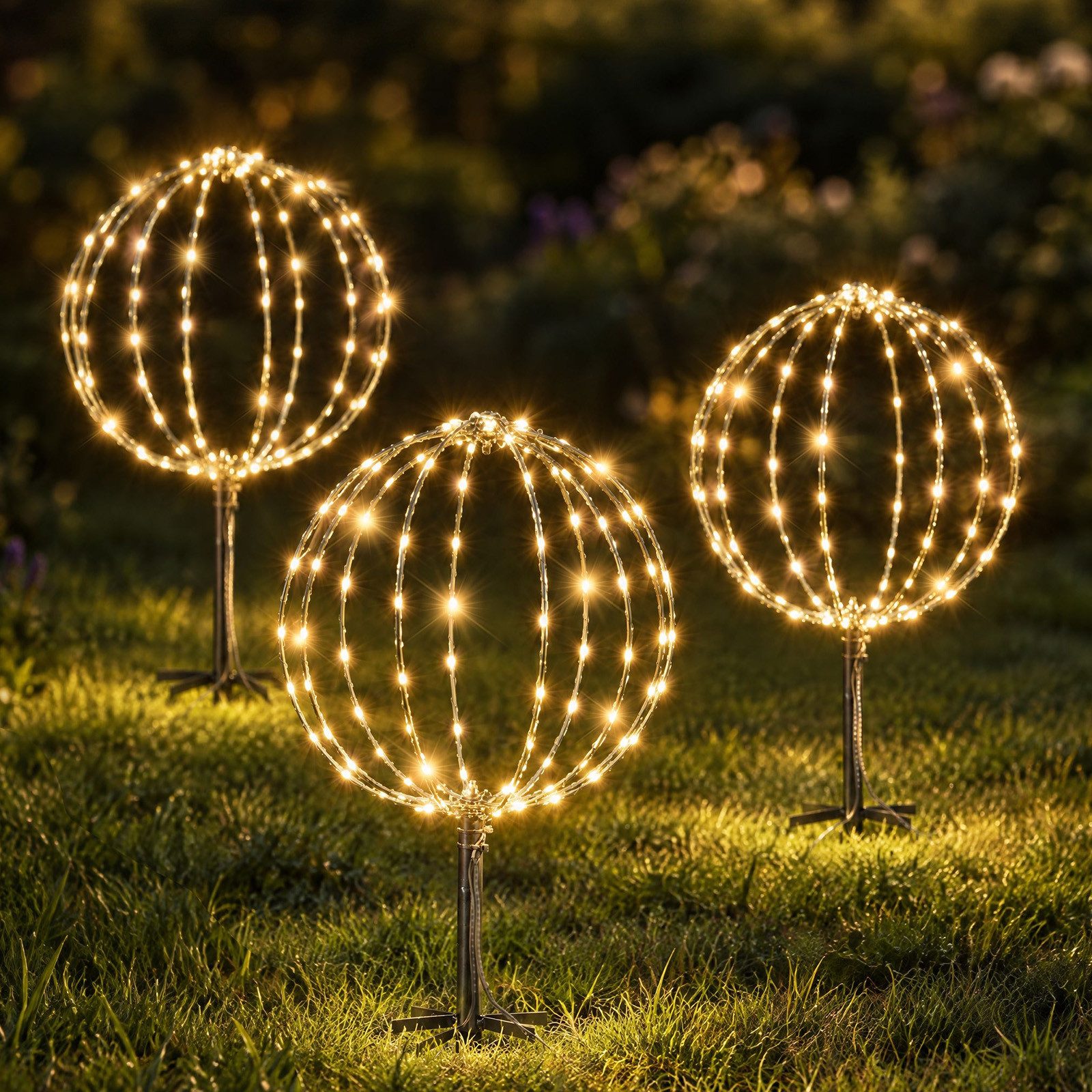 Salcar LED Kugelleuchte LED Garten Weihnachtsdeko Außen Kugel Lichter Ø30cm Leuchtkugel Metall, LED fest integriert, Weihnachtsbeleuchtung mit Timer, Speicherfunktion, 8 Modi, 3 Stück