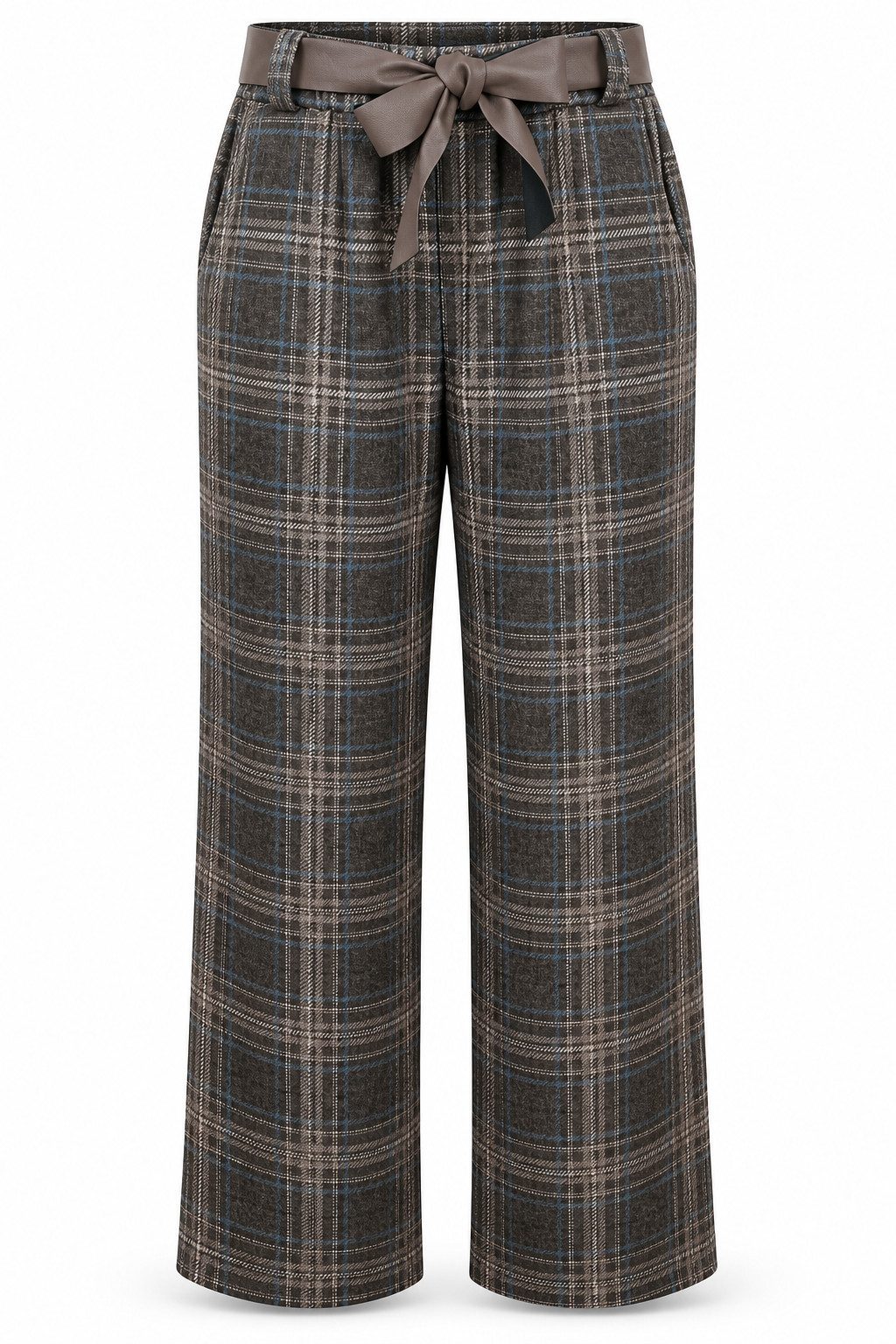 ITALY VIBES Palazzohose - Modische Karohose mit weitem Bein und Bindegürtel für Damen ONE SIZE - passend für Größen S bis L
