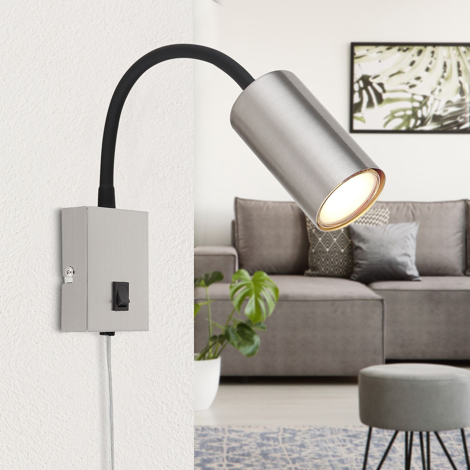 GLOBO LIGHTING Wandleuchte Wandleuchte Innen Wandlampe mit Schalter Wohnzimmer Schlafzimmer
