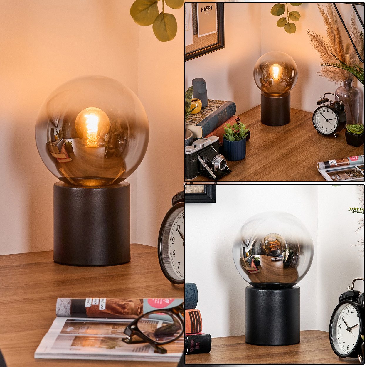 hofstein Tischleuchte Tischlampe aus Metall/Glas in günstig online kaufen