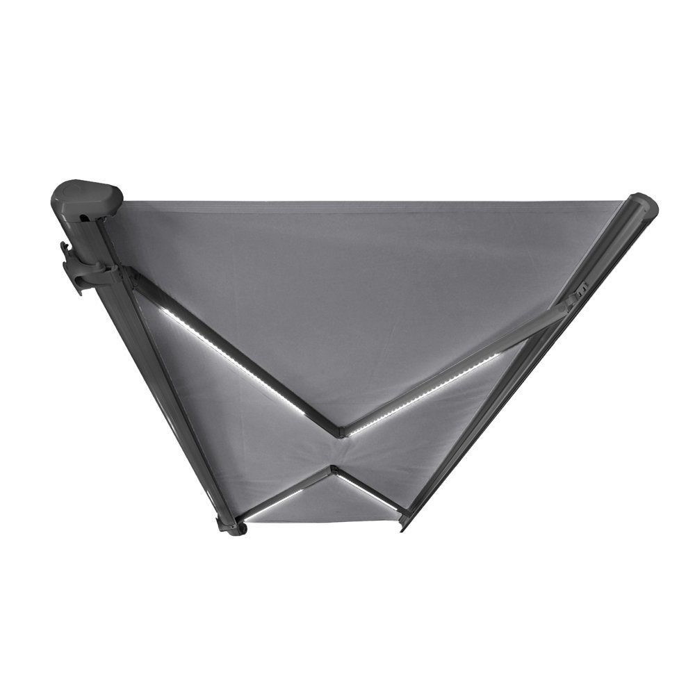 HOME DELUXE Markise ELOS LED Vollkassettenmarkise (Komplettset) mit LED – Beleuchtung & pulverbeschichteter Aluminiumrahmen