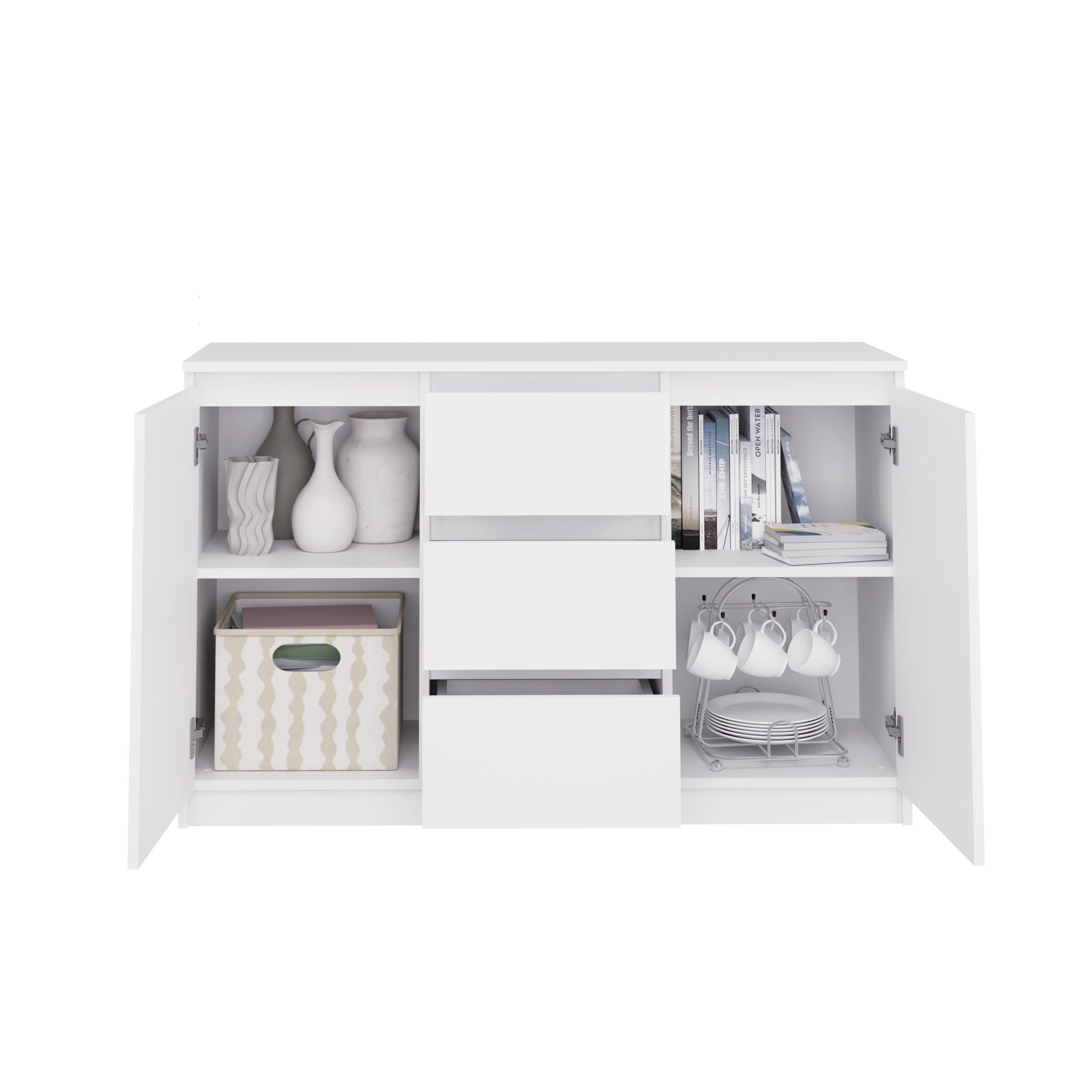 Raumhirsch Furniture Kommode Sideboard 120 cm breit (Maße 40 x 120 x 75 cm mit 2 Türen, 3 Schubladen), verschiedene Farben – Bild 3 von 5