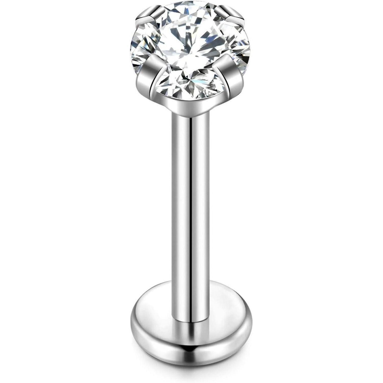 CIZME Nasenpiercing 925 Silber Lippenpiercing 16G Labret 6/8/10/12mm CZ Tragus Helix Stab