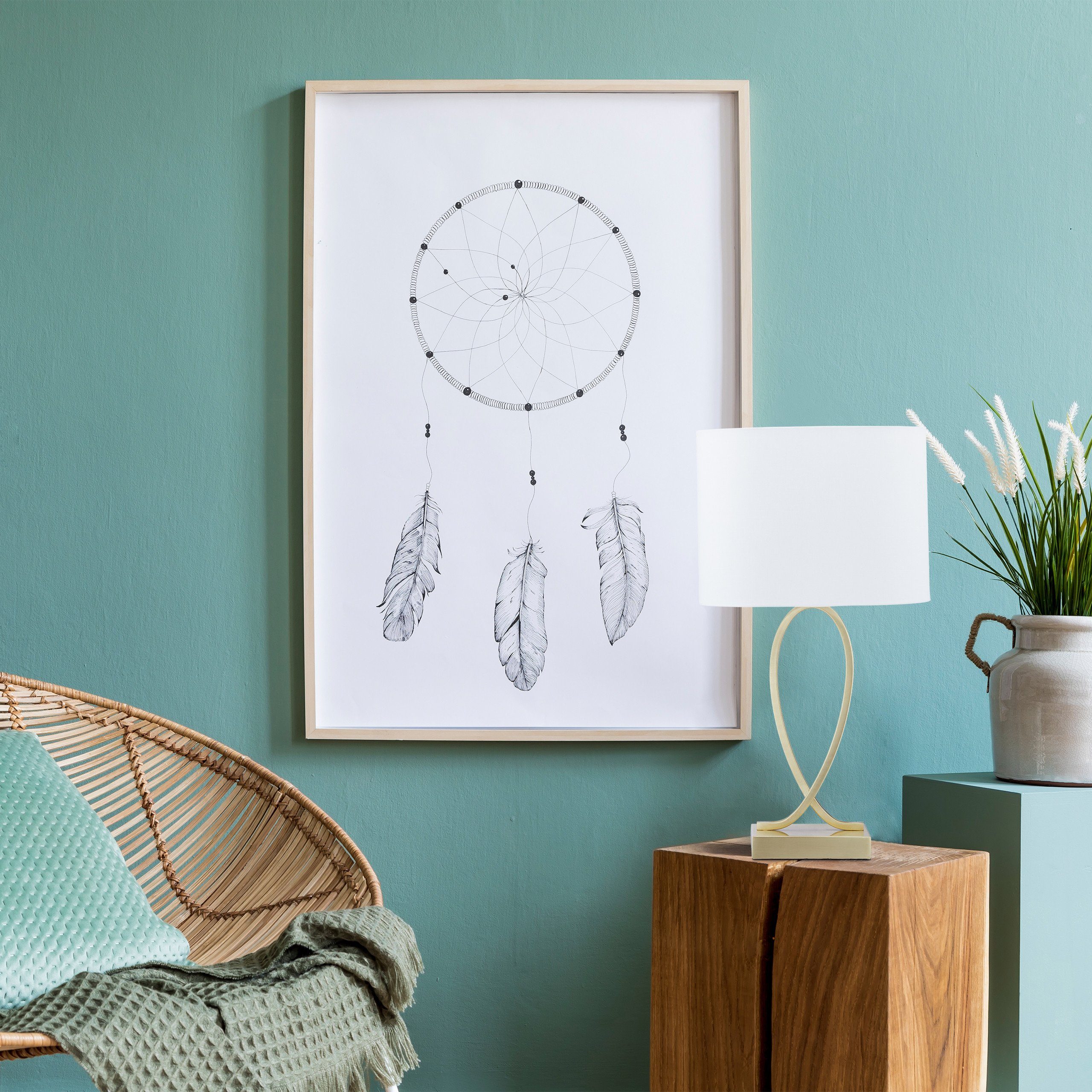 relaxdays Tischleuchte Goldene Tischlampe mit Stoffschirm günstig online kaufen