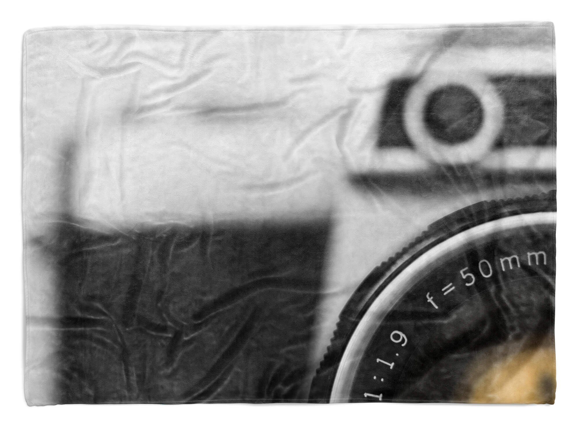 Sinus Art Handtücher Handtuch Strandhandtuch Saunatuch Kuscheldecke mit Fotomotiv alte Kamera Objekt, Baumwolle-Polyester-Mix (1-St), Handtuch
