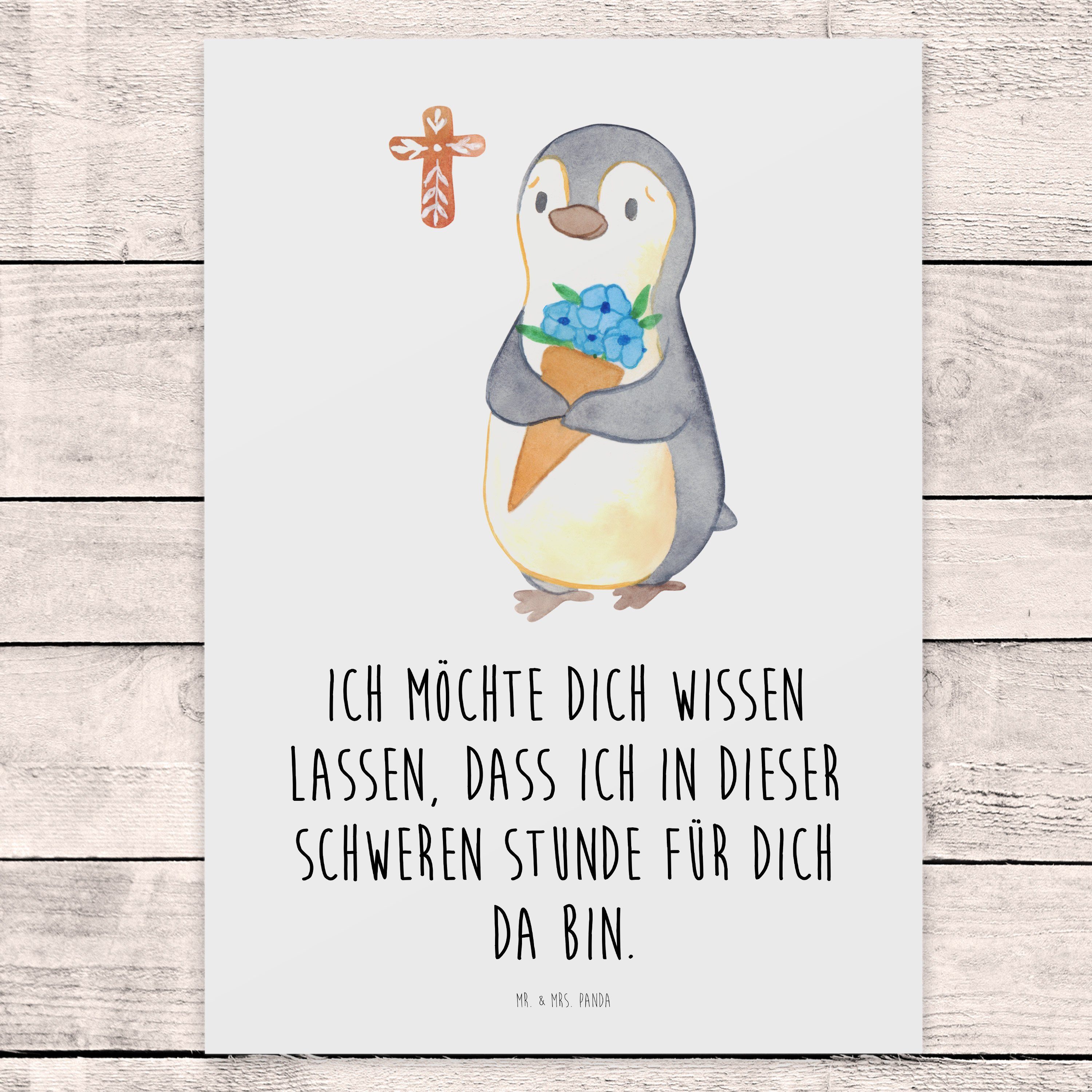 Mr. & Mrs. Panda - Beileid, Pinguin Beilei - Beerdigung, Anteilnahme Trauerkarte, Weiß Beileidskarte