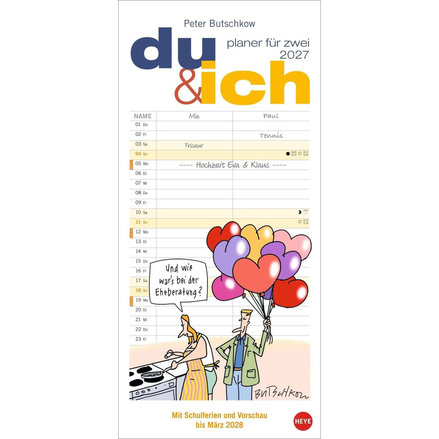 Wandkalender Peter Butschkow: Planer für zwei - Du & ich 2027
