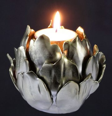 I.GE.A. Kerzenhalter Artischocke, Teelichthalter aus Keramik, Höhe ca. 9 cm (1 St), passend für eine Stumpenkerze oder Teelichtkerze mit Ø 4 cm