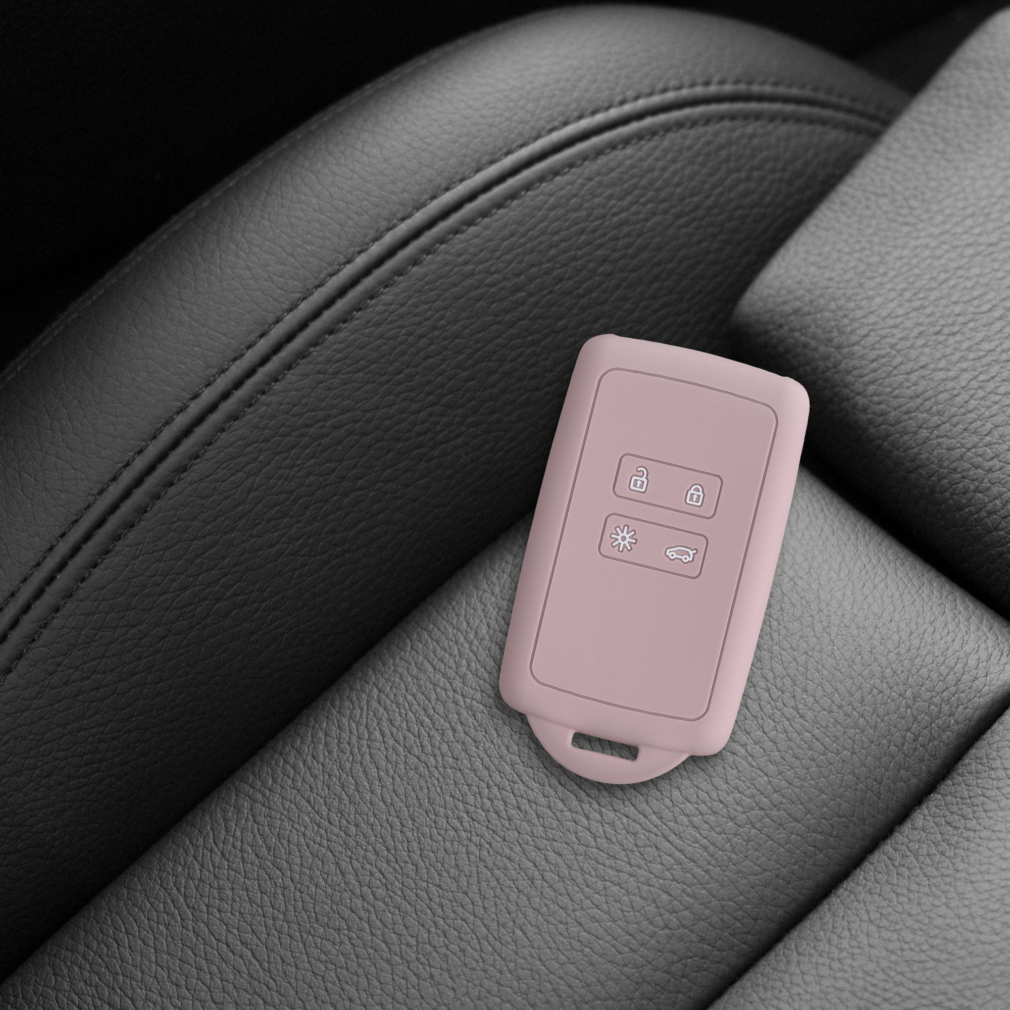 Schlüsselhülle kwmobile Silikon Hülle Autoschlüssel für Altrosa Schlüsseltasche Schutzhülle Renault, matt