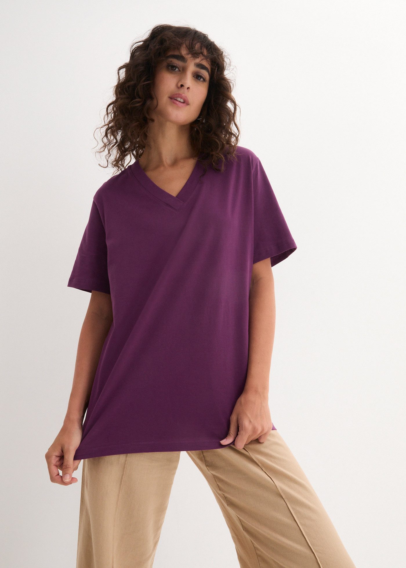 bonprix Longshirt (Packung, 5-tlg) lockere Passform, Kurzarm, mit V-Ausschn günstig online kaufen
