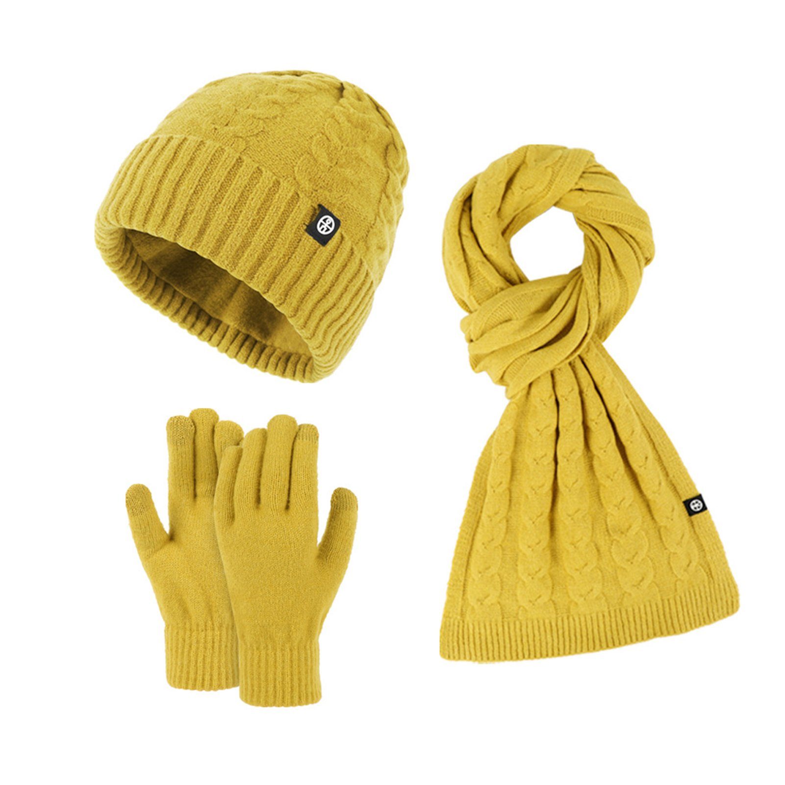 Rutaqian Strickmütze Strickmütze Langer Frauen hoch -Qualitäts für Handschuhe Touchscreen Fleece-Set Winter Dreiteiliges, Schal, Mütze (Aktualisieren warmes den -Touch Sie Set , für Männer Außenbereich) kältebeständiges, Warme Gesichtsabdeckung Stricksets -Handschuhe Schal