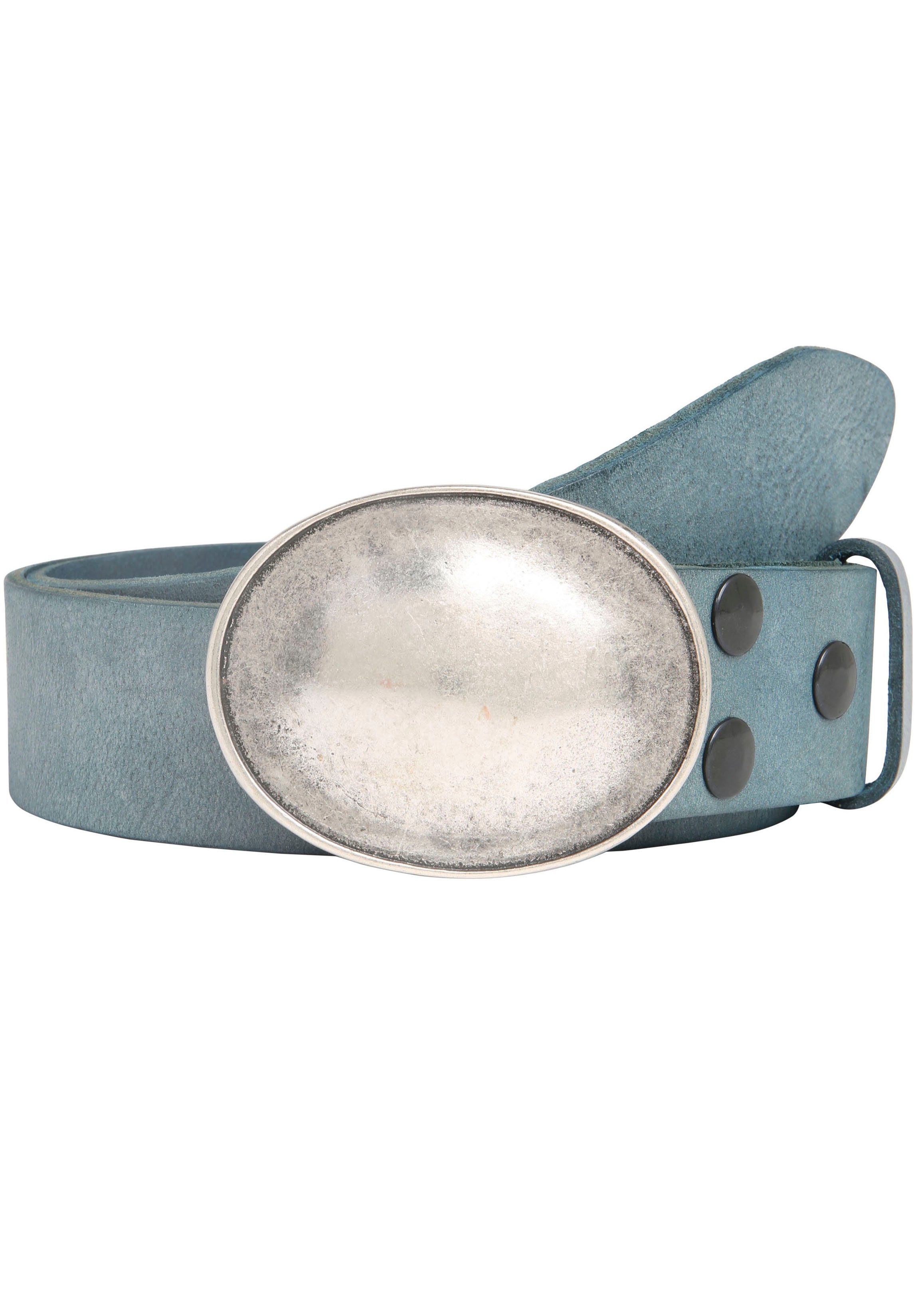 RETTUNGSRING by showroom 019° »Oval Ledergürtel Schließe mit austauschbarer Gewölbt Silber«