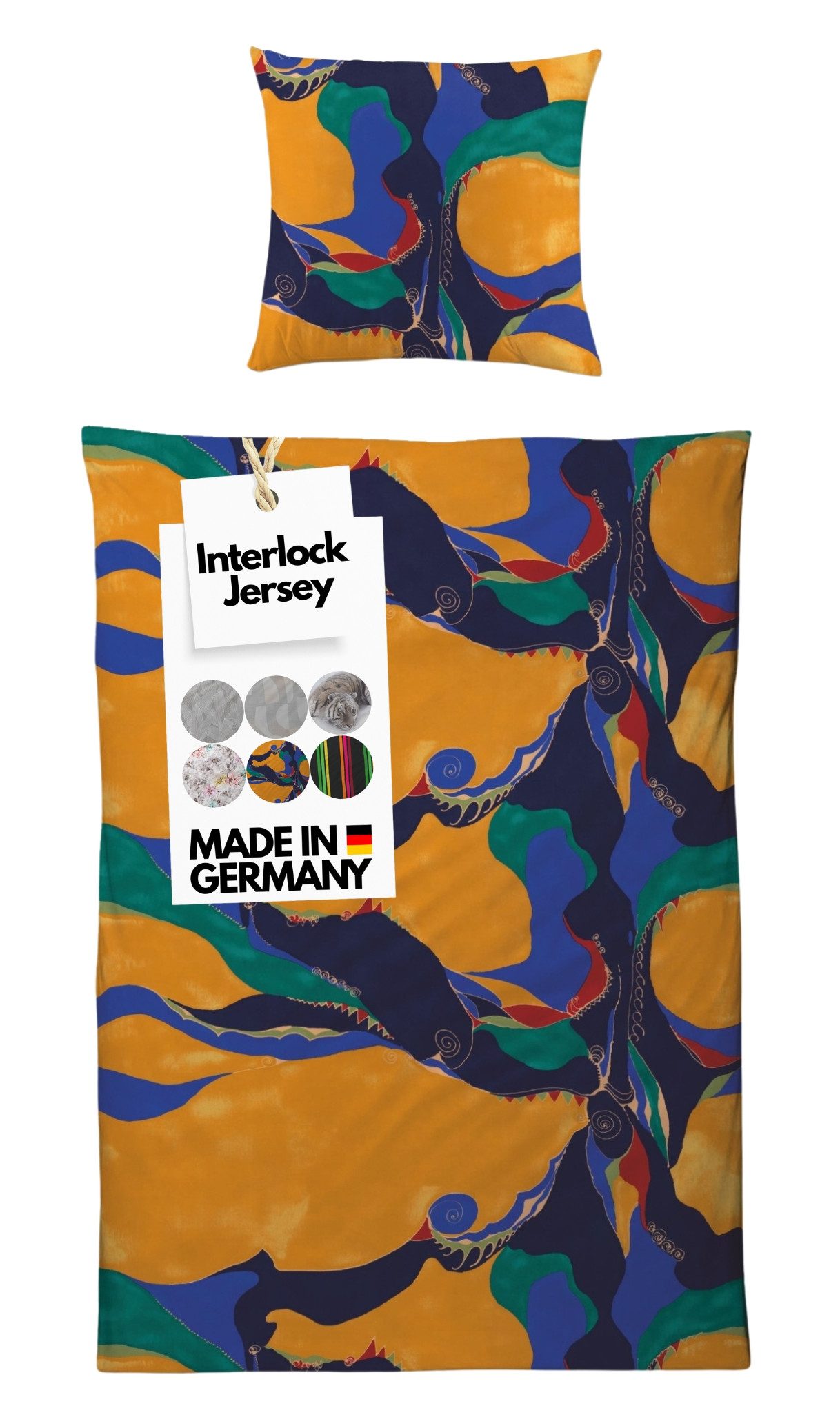 Carpe Sonno Bettwäsche Jersey 135x200 155x220 Baumwolle Bettbezug Bettwäsche MADE IN GERMANY, Interlock-Jersey, 2 teilig, Hochwertige Luxus Interlock Bettwäsche 135 x 200 cm - Kunst