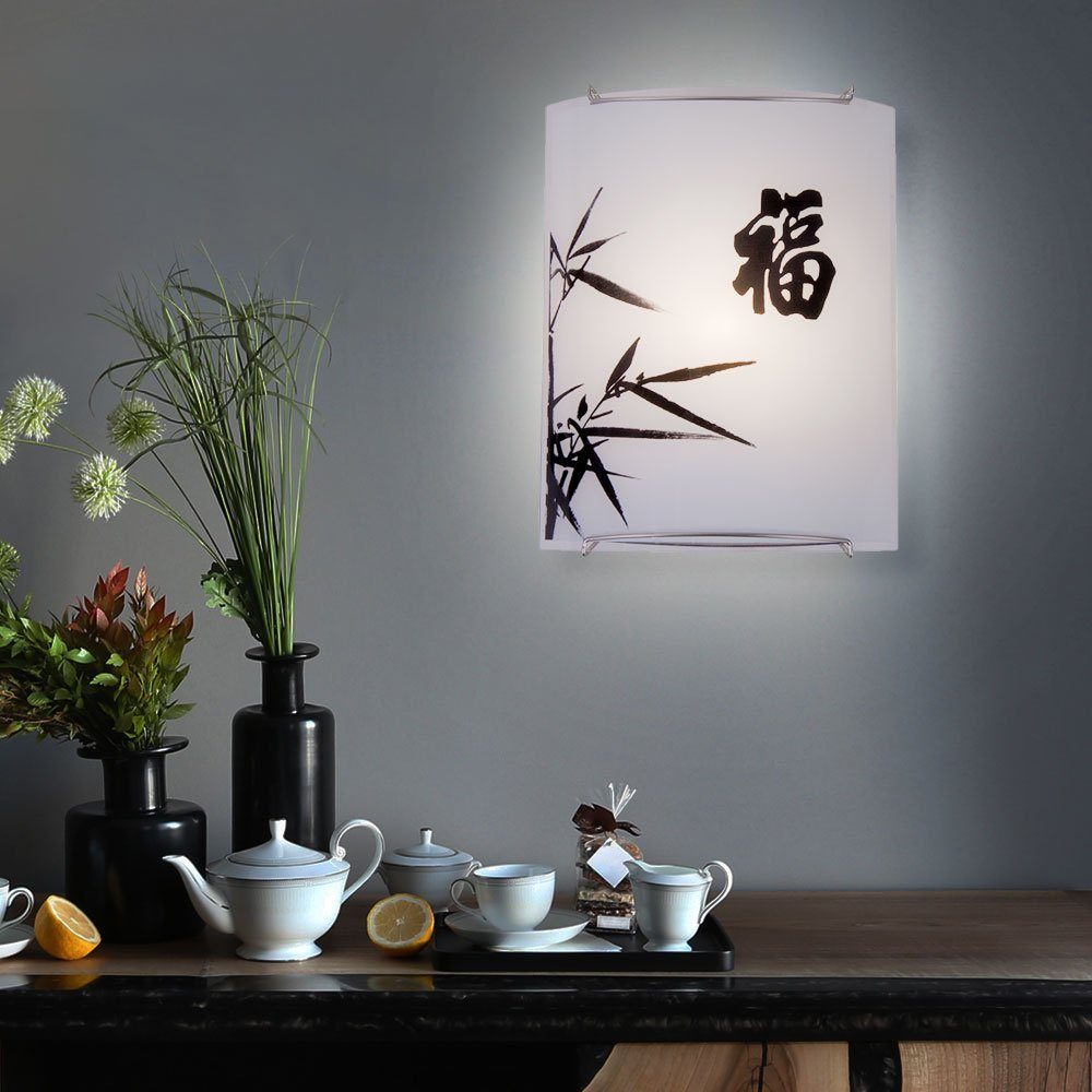 etc-shop Wandleuchte, Glas inklusive, asiatisch opal Wohnzimmerlampe Leuchtmittel nicht Wandleuchte Flurleuchte Wandlampe