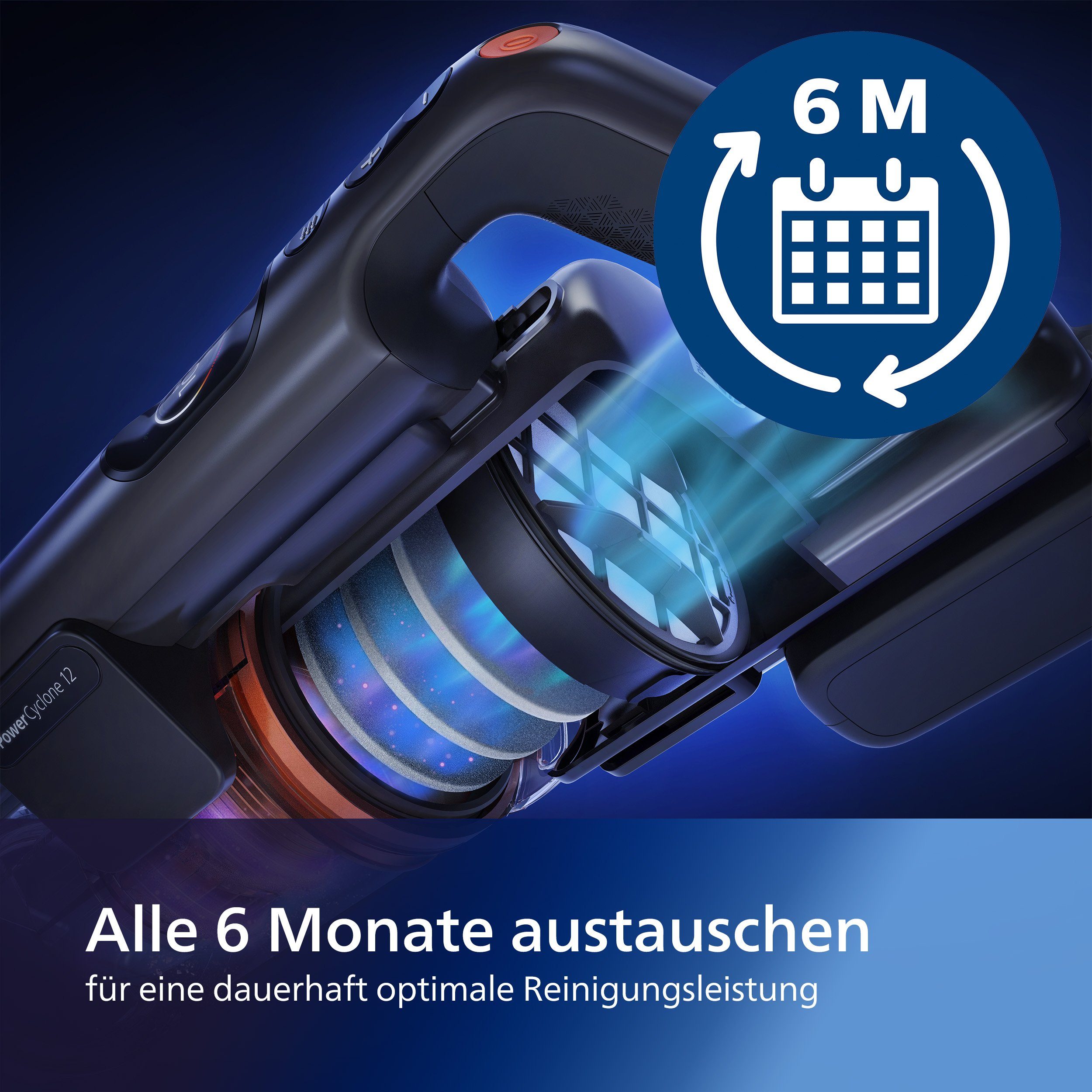 Philips Ersatzfilter XV1681/01 Philips Cordless VC 7000 & 8000 Series, Zubehör für XC7053, XC7055, XC7057, XC8055, XC8057, alle 6 Monate austauschbar