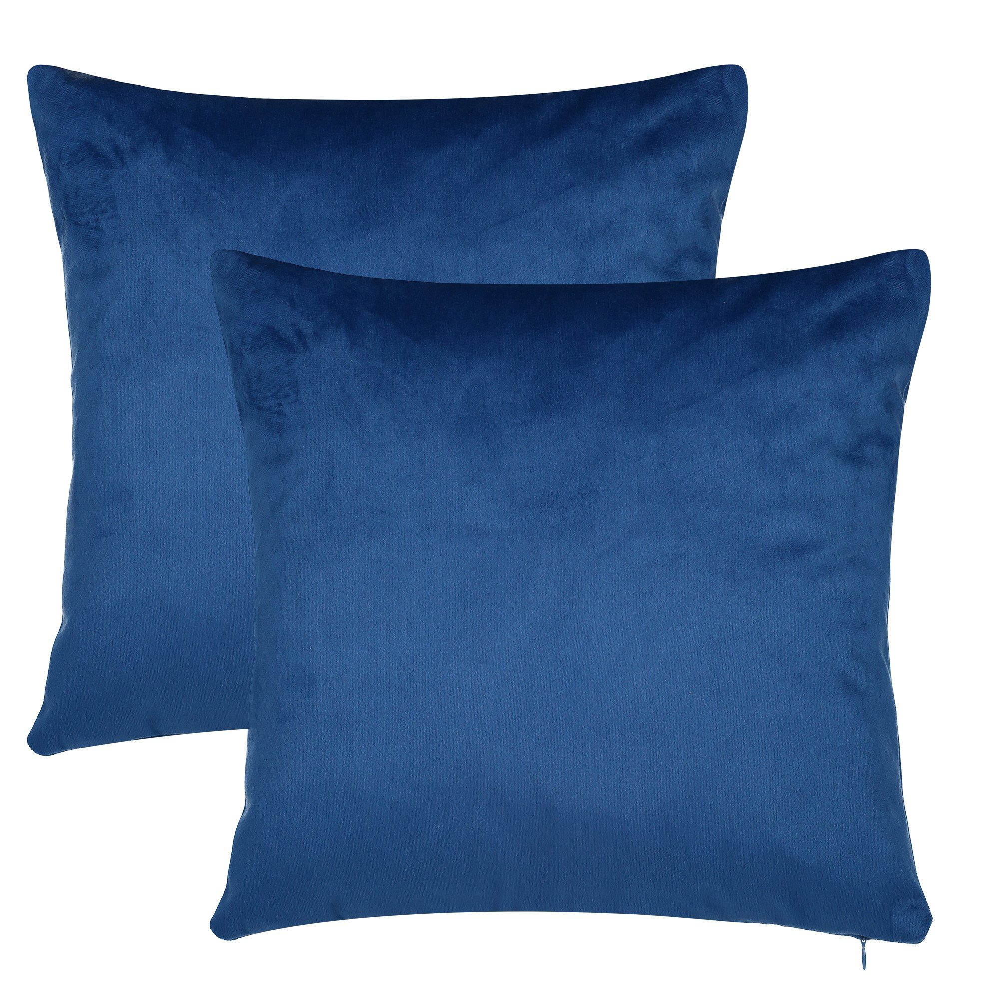 Kissenbezug Stilvolle Kissenbezüge Königsblau aus (2 Stück), samtigem Kissenhülle, BARBONS Stoff