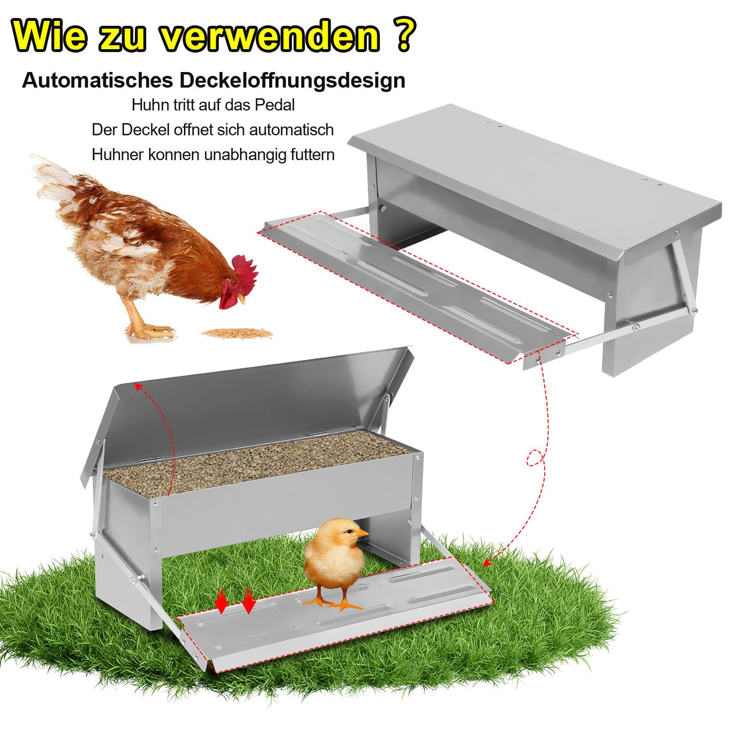 Clanmacy Futterautomat Futterautomat 5kg Futterautomat mit Deckel Automatischer Futterspender