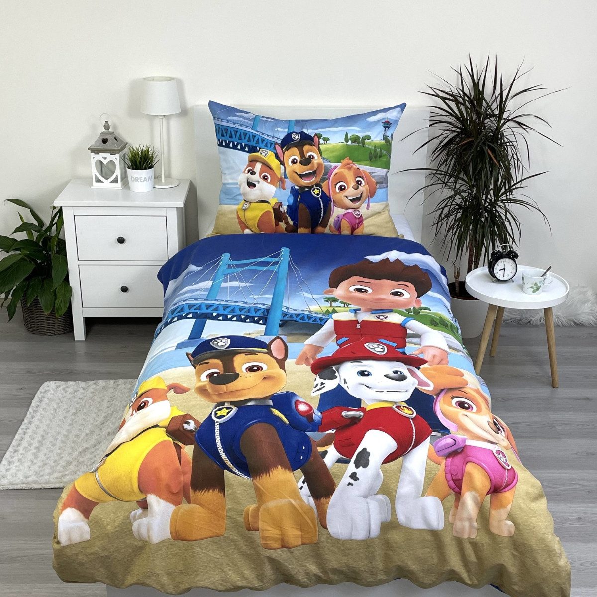 Jerry Fabrics Kinderbettwäsche Paw Patrol Set für Kinderbett 140 x 200 cm + 70 x 90 cm 100% Baumwolle, Baumwolle