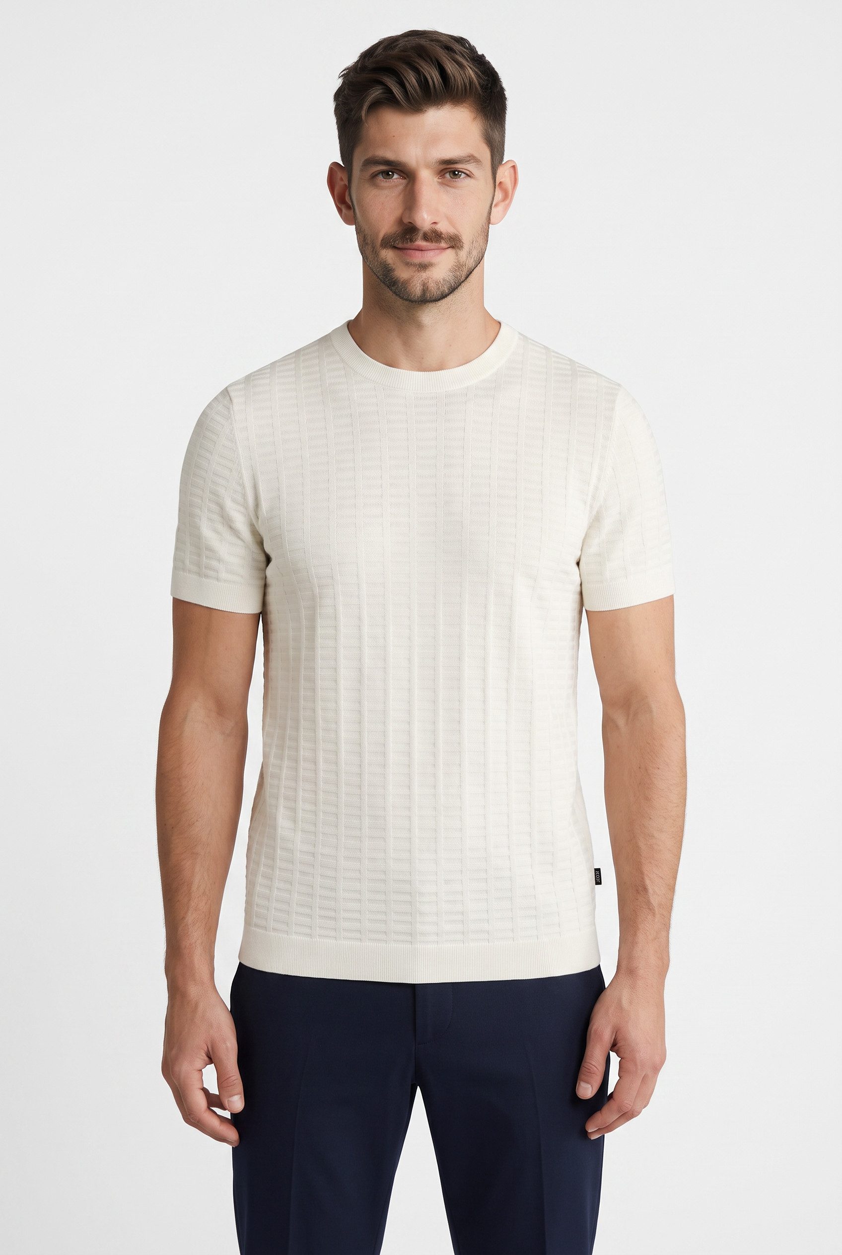 JOOP! Kurzarmpullover Theor mit Strukturmuster