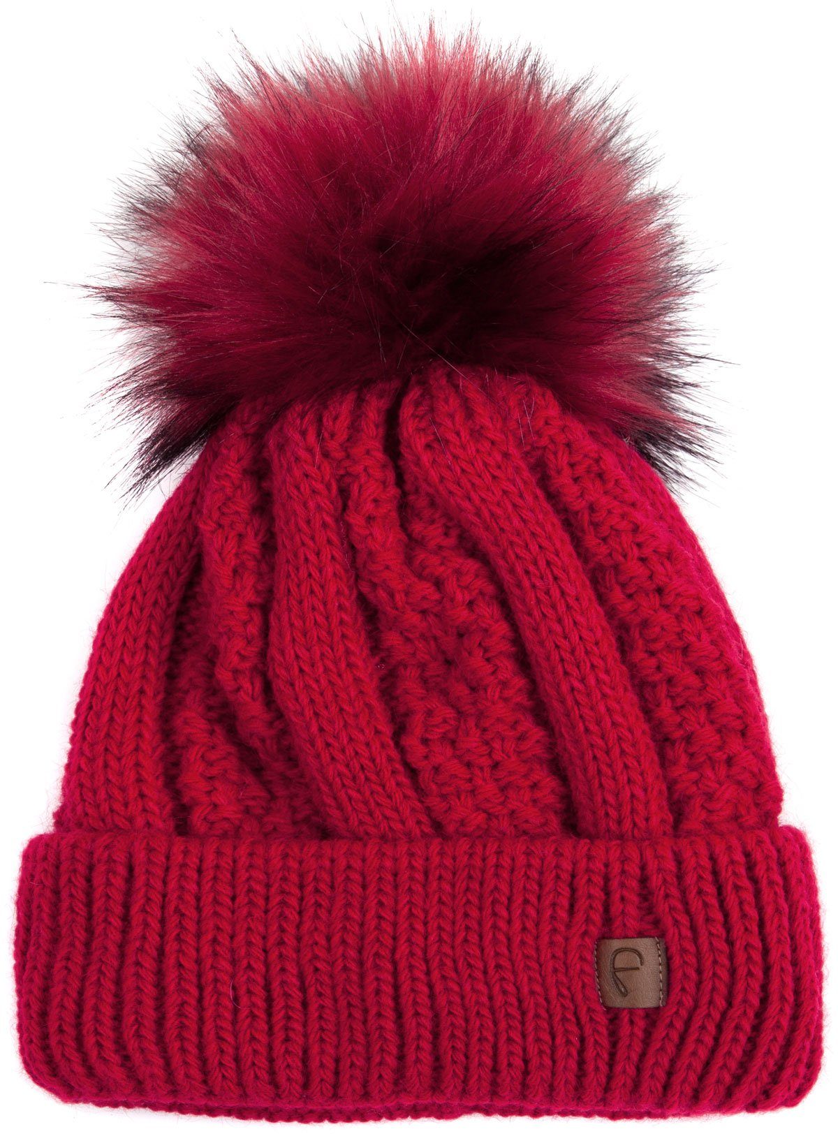 Faera Bommelmütze Wintermütze Damen Herren Mütze Beanie Haube gefüttert Bommelmütze 13