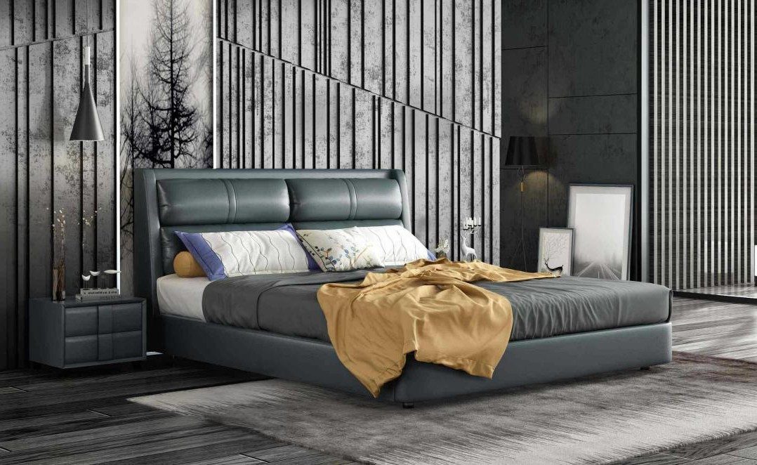 Xlmoebel Polsterbett Luxuriöses Doppelbett aus Kunstleder mit Polsterdesign (Doppelbett, 1-tlg., Bett), Hergestellt in Europa