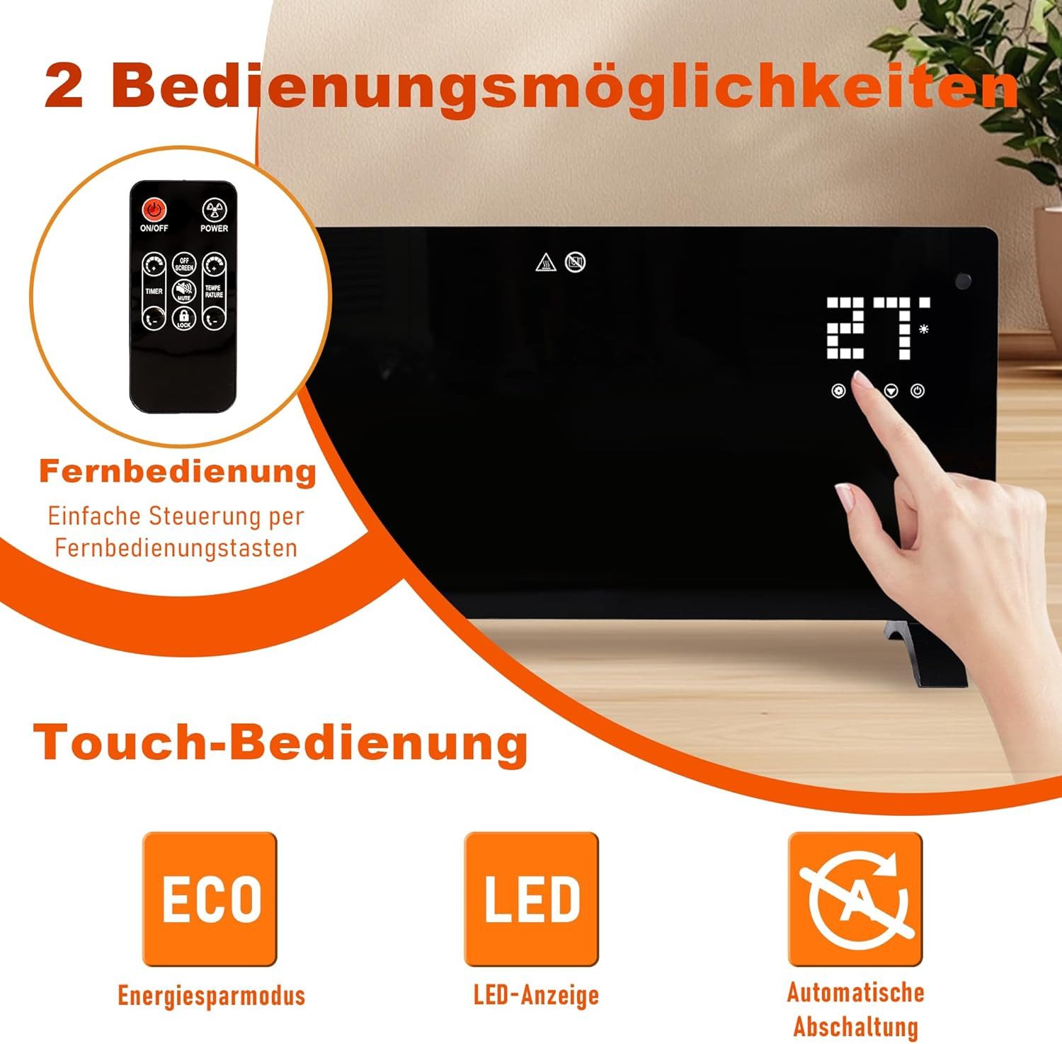 ZMH Konvektor Heizung Elektrisch Elektroheizung - 2000W /2500W, 2000 W