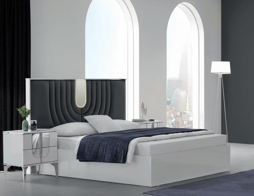 JVmoebel Schlafzimmer-Set 3-tlg. Schlafzimmer-Set mit Bett und 2 Nachttischen, (3-tlg)