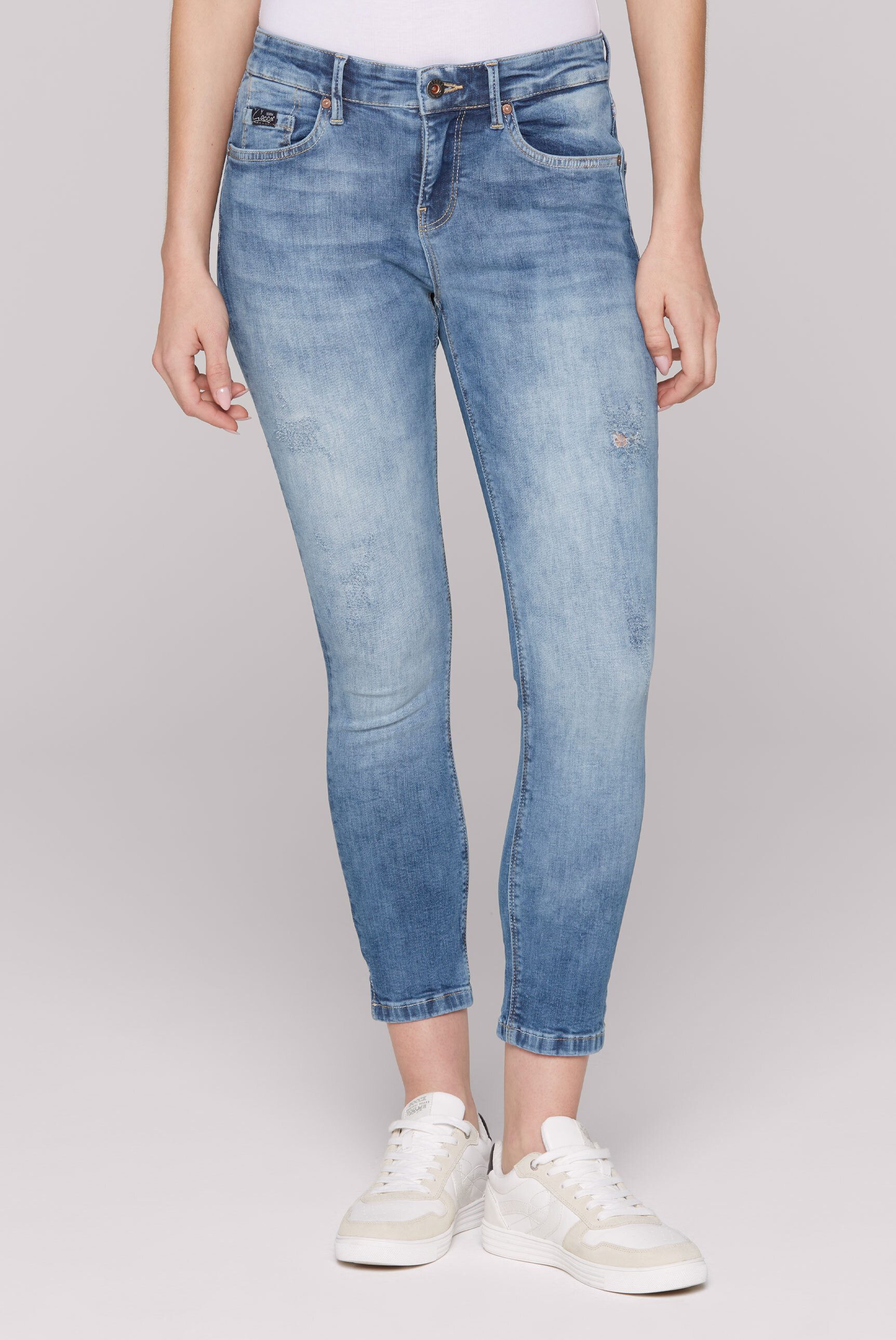SOCCX Slim-fit-Jeans mit Schlitz am Saum