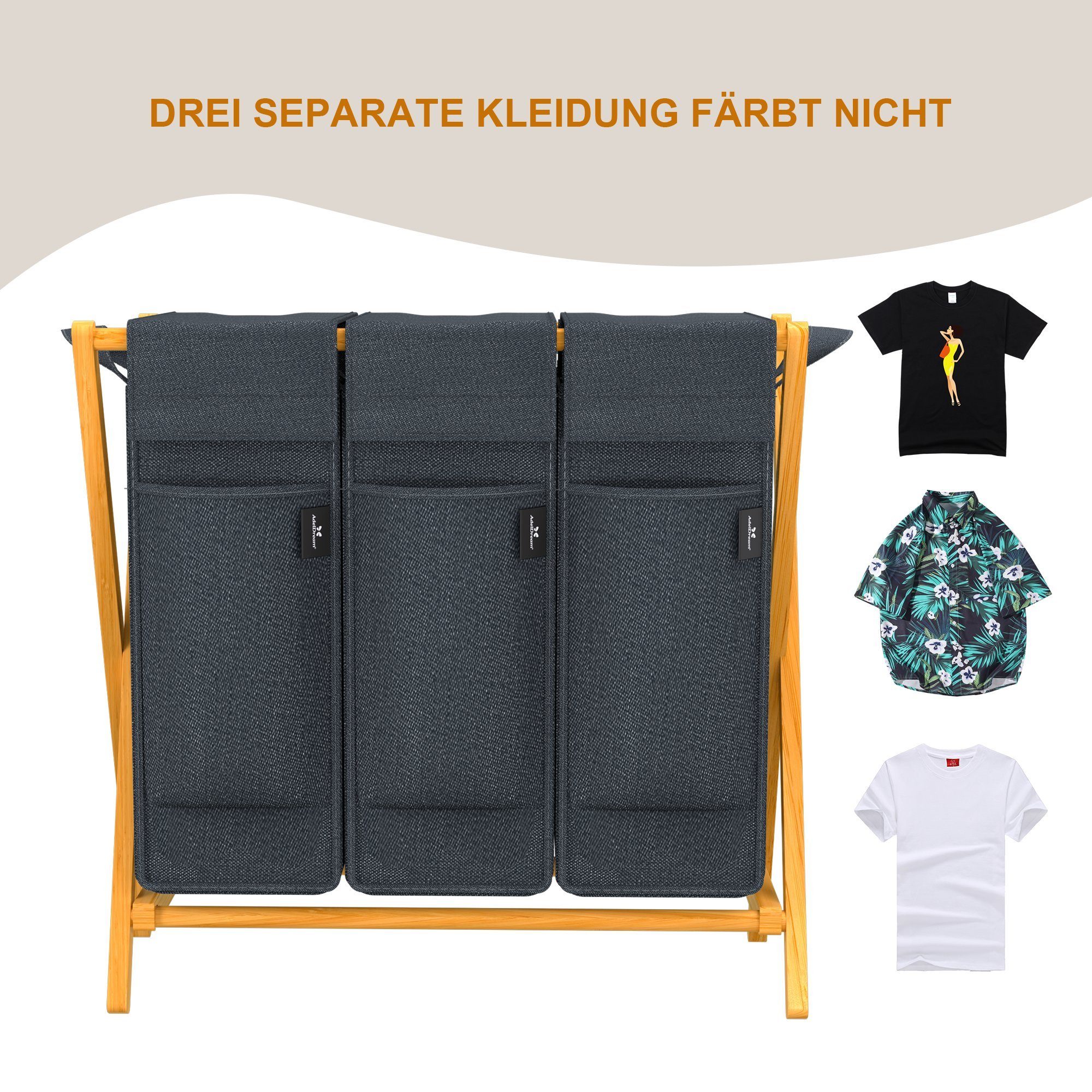 AdelDream Wäschekorb Bambus,Wäschesammler für Schmutzwäsche Wäsche Sortiers günstig online kaufen