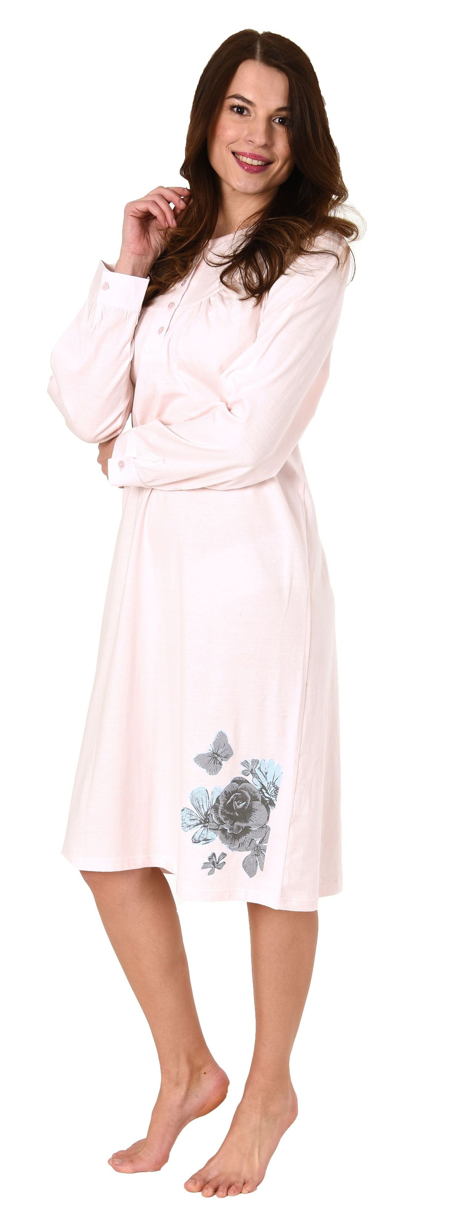 Normann Nachthemd Damen Nachthemd langarm mit cm Länge und Kopfleiste am Hals - 281 740