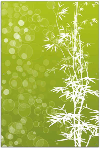 Wallario Sichtschutzzaunmatten Bambusmuster grün-weiß