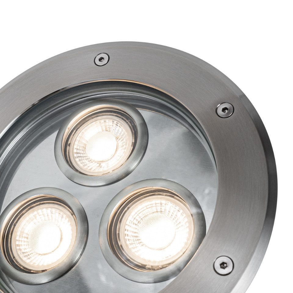 Qazqa LED Einbaustrahler 107629, ohne Leuchtmittel, Kaltweiß, QAZQA Außen Einbau­leuchte, gu10, Stahl, Edelstahl, Modern