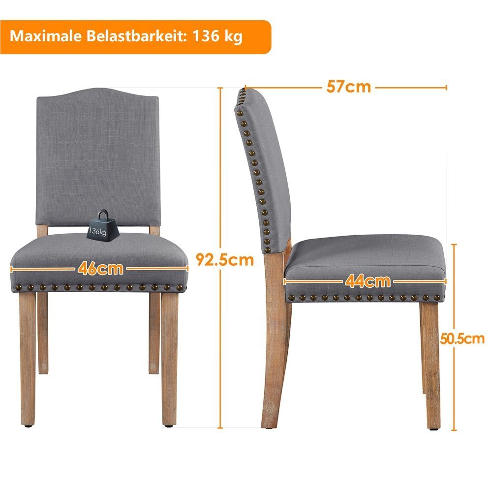 dunkelgrau Modern Yaheetech bequemer Stühle gepolstert, Polsterstuhl Küchenstuhl Esszimmerstuhl,