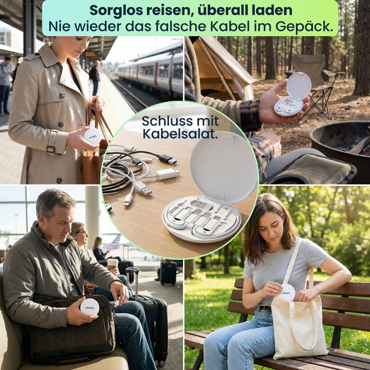 shop'n smile ideoon Multi-Ladekabel-Set: USB-Ladeadapter, universell & schnell USB-Kabel, Ladegerät für alle Smartphones & Tablets – Bild 4 von 5