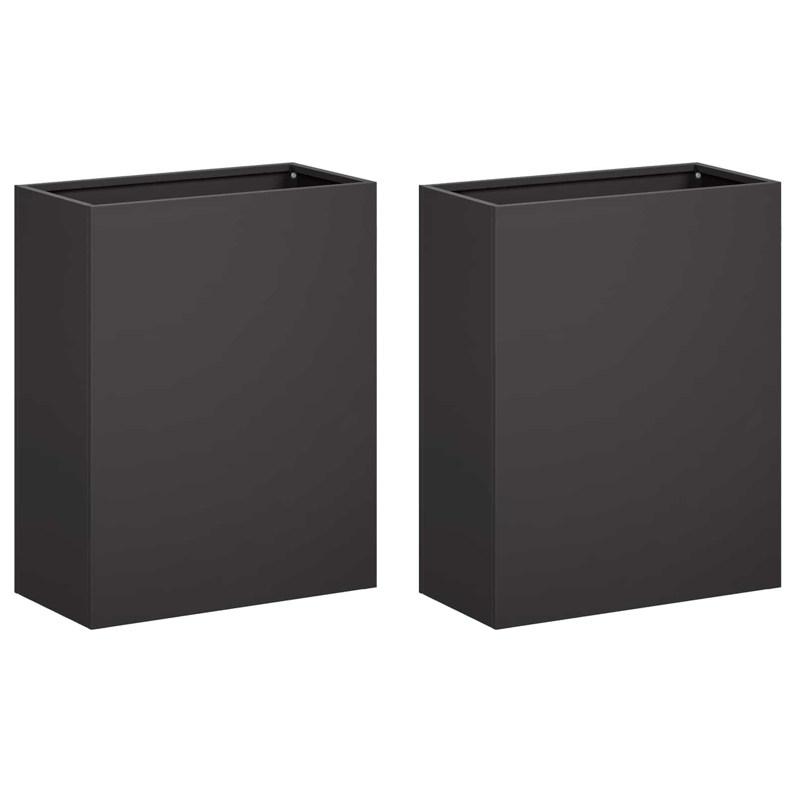 vidaXL Blumentopf Garten-Pflanzgefäß 2 stk. Schwarz 40 x 20 x 40 cm (2 St)