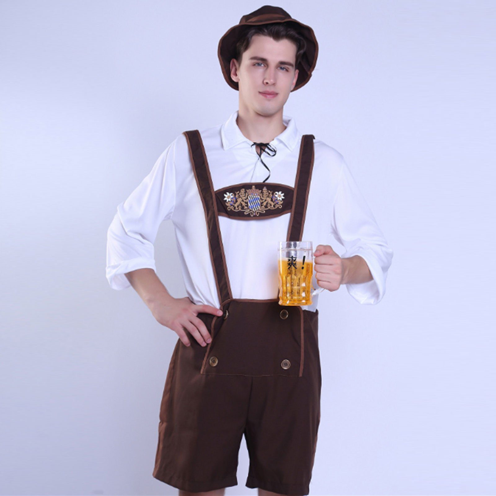 WISHDOR Trachten-Kostüm »Bayerisches Oktoberfest Kostüm Herren midi  Trachtenkleid Trachtenmode«, Traditionelles Kleid Kleider Set Leder  Bierjunge Erwachsenen Kinder